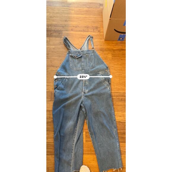 Old Navy Denim Overalls Men’s Size Large Blue Jean Cutoff Hem Adjustable Straps - Picture 9 of 11